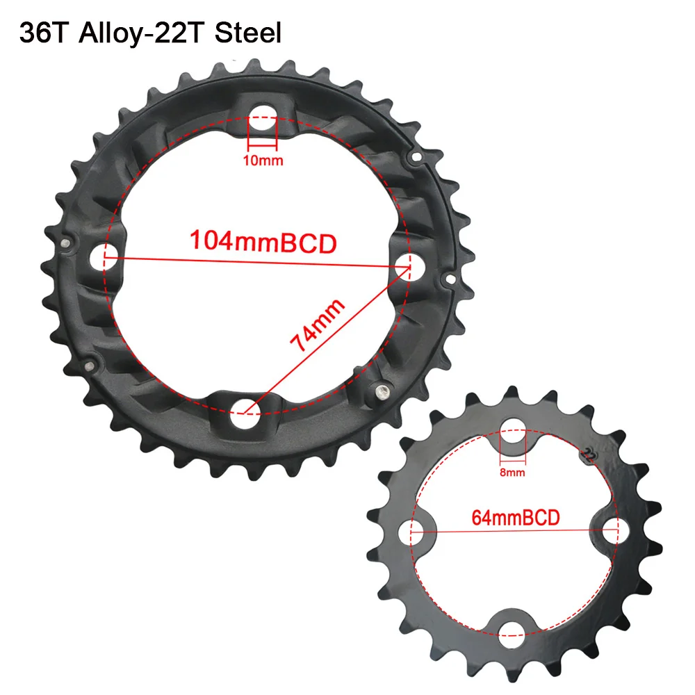 22/24/26/28T 64BCD MTB Kettenblatt Langlebiges Kettenrad 36/38T 104BCD – Bild 5
