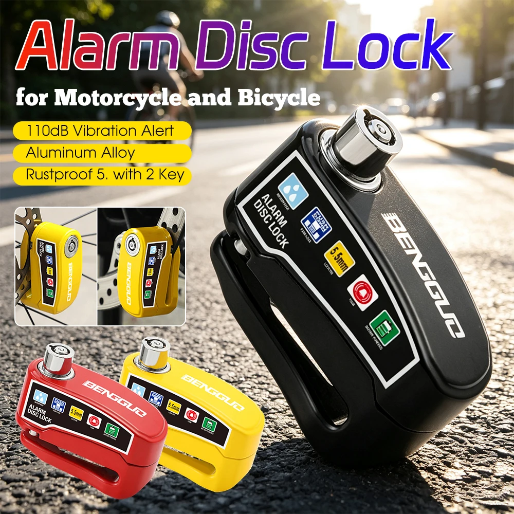 Elektrische Fahrradschlösser mit 2 Schlüsseln, Diebstahlschutz-Motorschloss, Rostschutz, laute Alarmschlösser