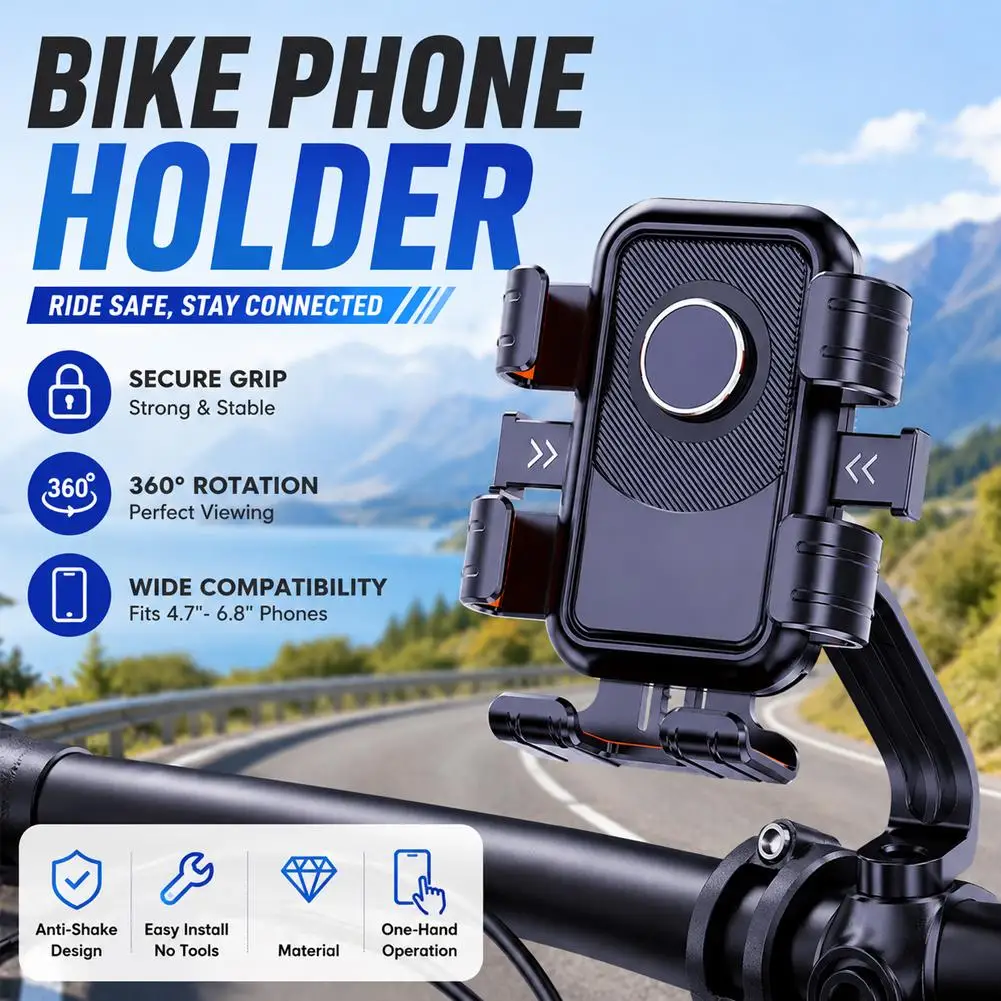 Fahrrad-Handyhalterung 360 ° Drehbarer Fahrrad-Handyhalter, Rutschfester