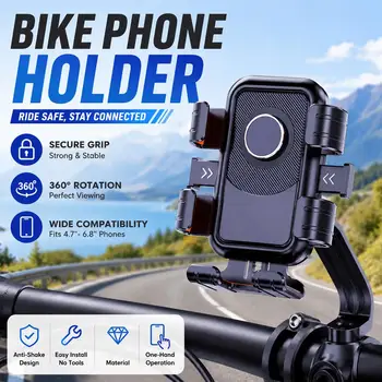 Fahrrad-Handyhalterung 360 ° Drehbarer Fahrrad-Handyhalter, Rutschfester