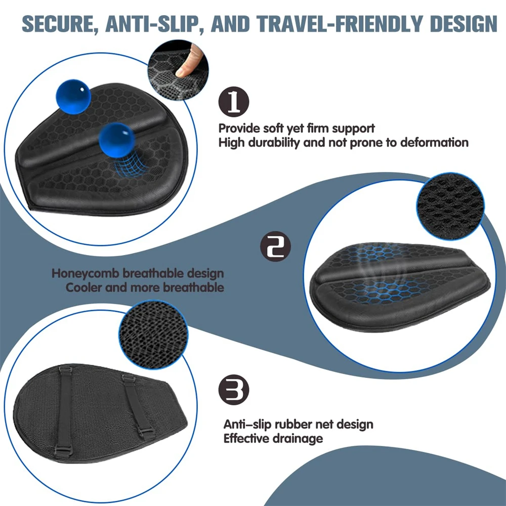 Motorrad Gel Sitzkissen Kühlung Sitz Shake Rider Kissen 3D-Honeycomb – Immagine 4