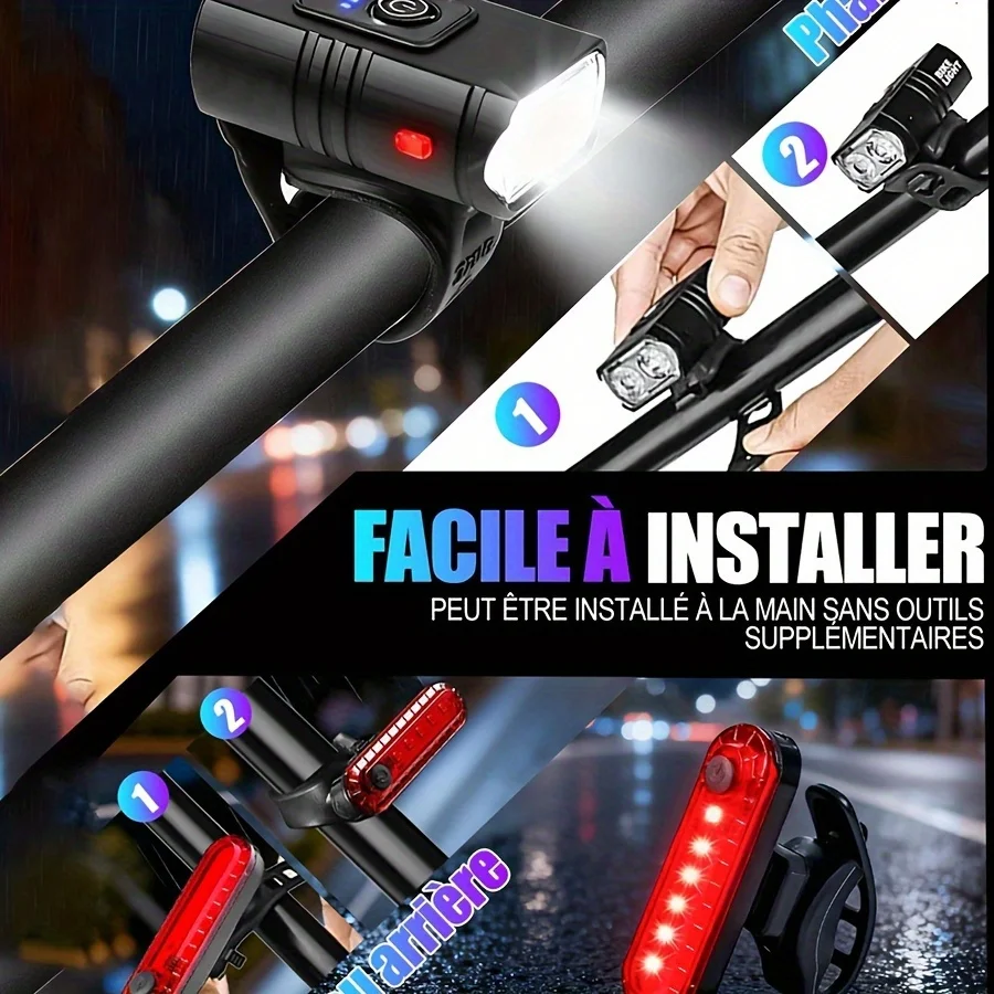 Vorderes Fahrradlicht USB-Aufladbar mit Leistungsanzeige – Bild 4