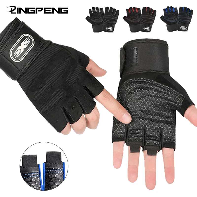 Trainingshandschuhe für Männer und Frauen, Halbfinger-Handschuh mit Handgelenkbandage für Sport, Gewichtheben