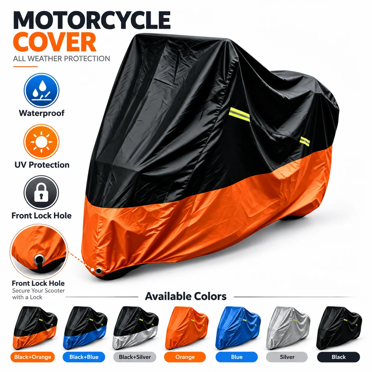 Motorrad abdeckung wasserdicht ganzjährig staub dicht UV-Schutz 190t Motorrad abdeckung mehrere Farben