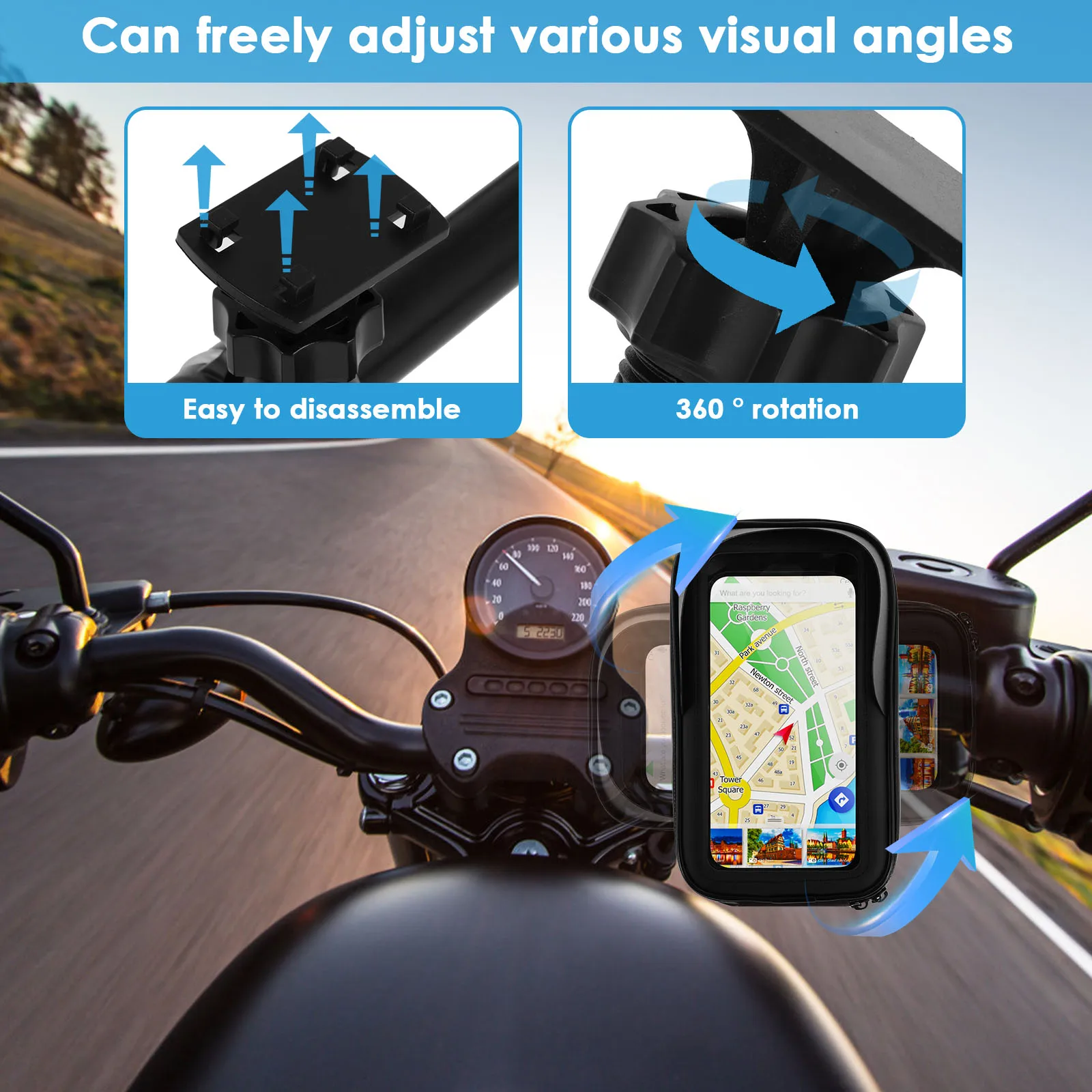 360 ° Drehbarer Fahrrad- und Motorrad-GPS-Navigationshalter – Image 4