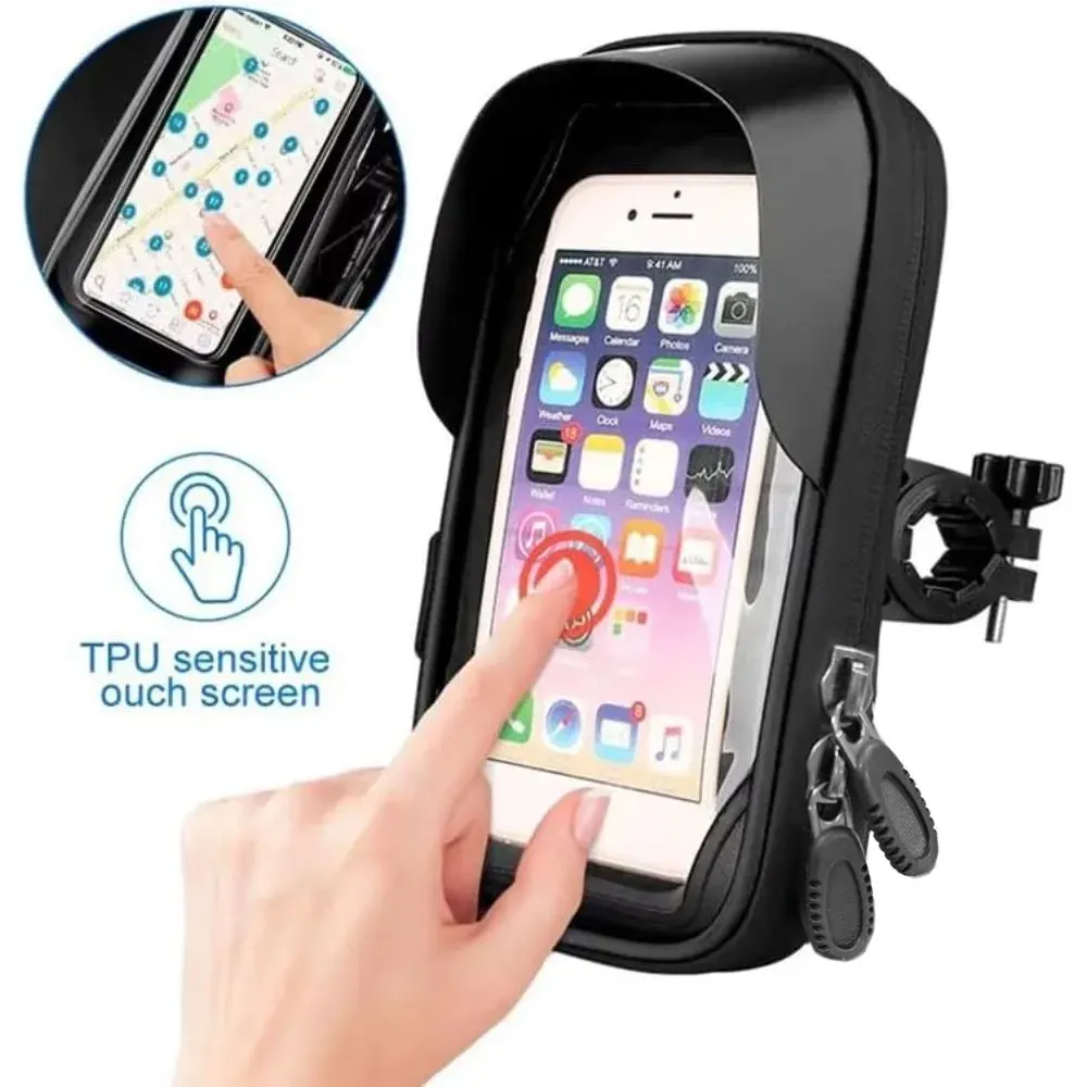 Fahrrad Wasserdichter Handyhalter Ständer 360° ° Drehbare Touchscreen-Lenkertasche mit Reißverschluss