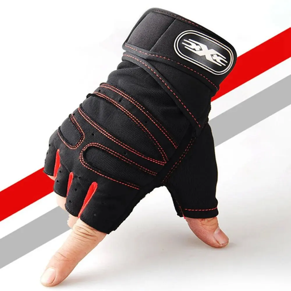  Radfahren Halbe Finger Handschuhe Outdoor Fitness Schwergewicht – Immagine 6