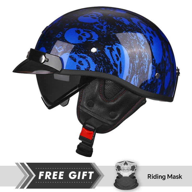 Halber Motorradhelm DOT ECE 1/2 Offener Halbhelm Motorrad Deutscher Retro Vintage 1/2 Halbhelm Chopper Biker