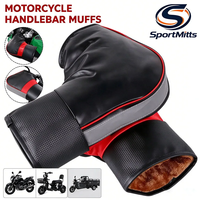 1 Paar Winterwarme Motorradhandschuhe, Lenkerhandschuhe, Schützende Motorrad- und Roller-Handgriffmanschetten
