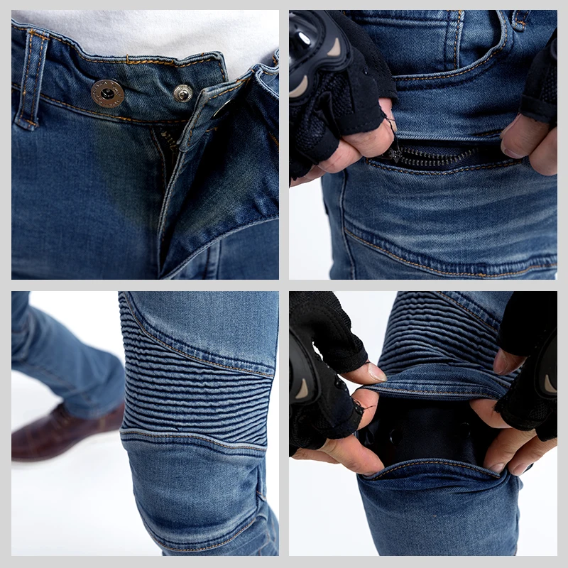 Slim Straight Motorradjeans für Damen und Herren, Anti-Sturz-Fahrhose – Image 4