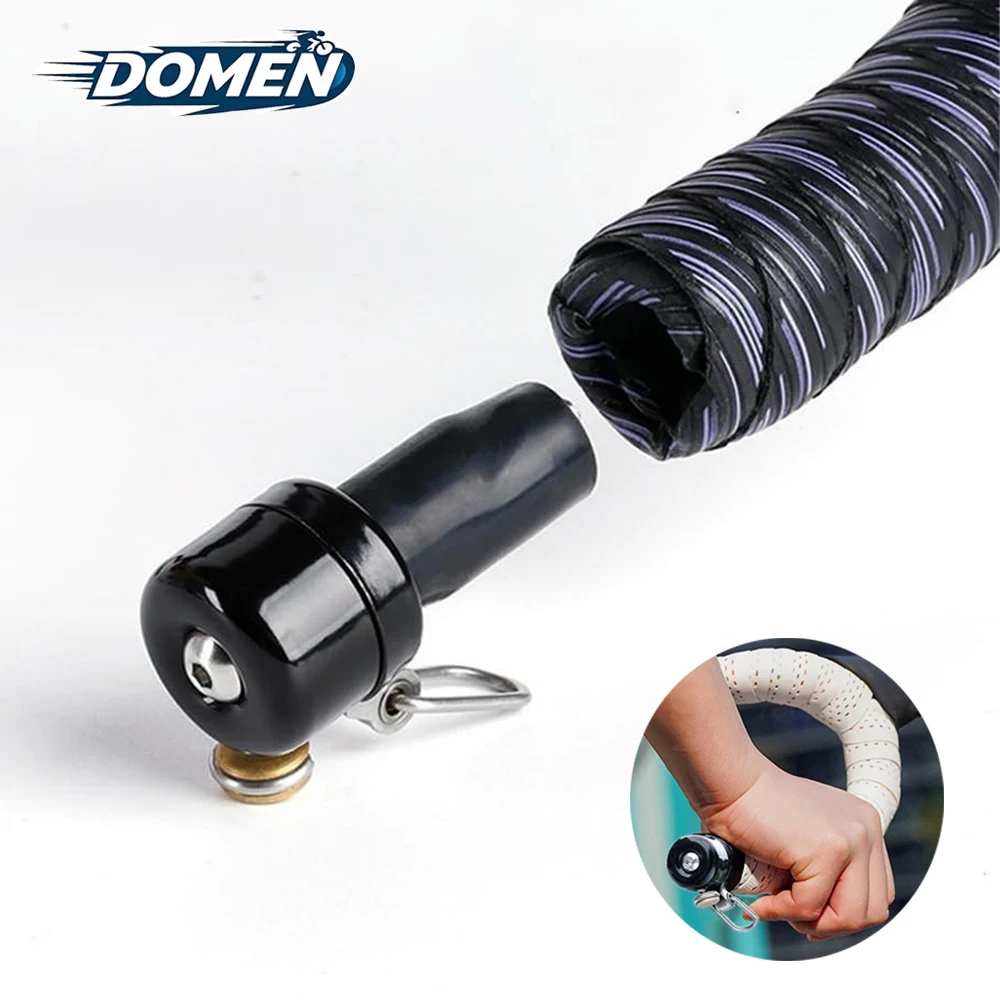 DOMEN Fahrrad-Lenkerstopfen mit Klingel, wasserdichte, laute Alarmklingel für gebogene Lenker