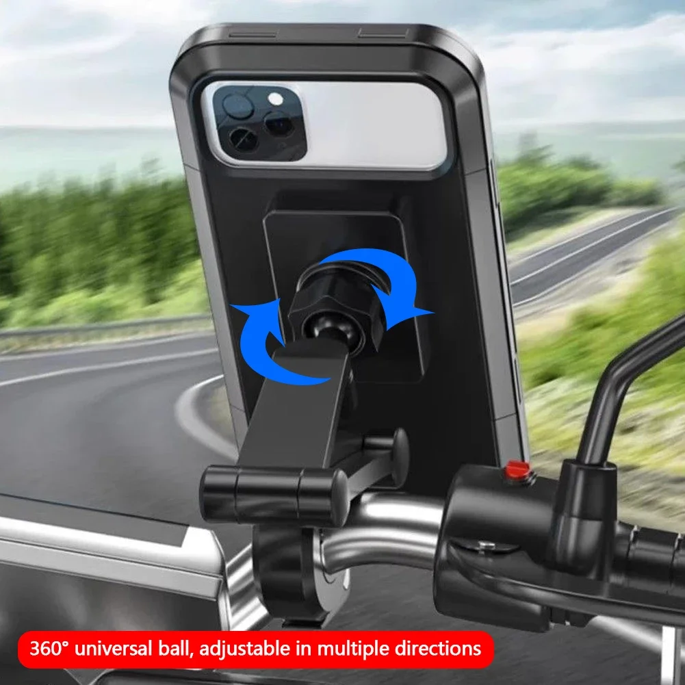 Wasserdichte Motorrad-Handyhalterung GPS 360 ° Schwenkbarer, verstellbarer Handyhalter für Fahrrad
