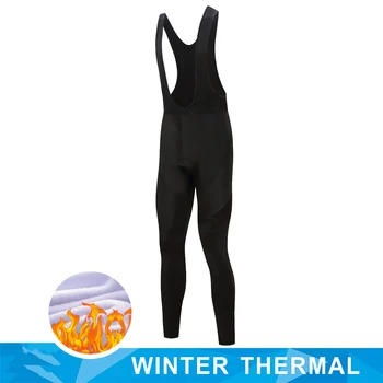 Radsport Träger hose schwarze Männer Winter Thermo Fleece MTB Fahrrad Radhose 19d Gel gepolstert warme lange