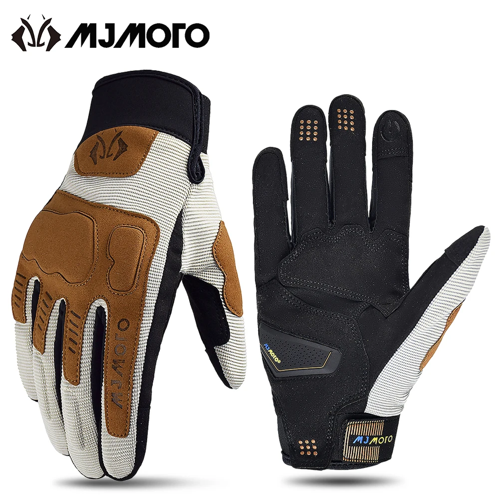 Sommer-Motorradhandschuhe, Touchscreen, atmungsaktiv, Vollfinger-Reithandschuhe, rutschfest, für Motocross