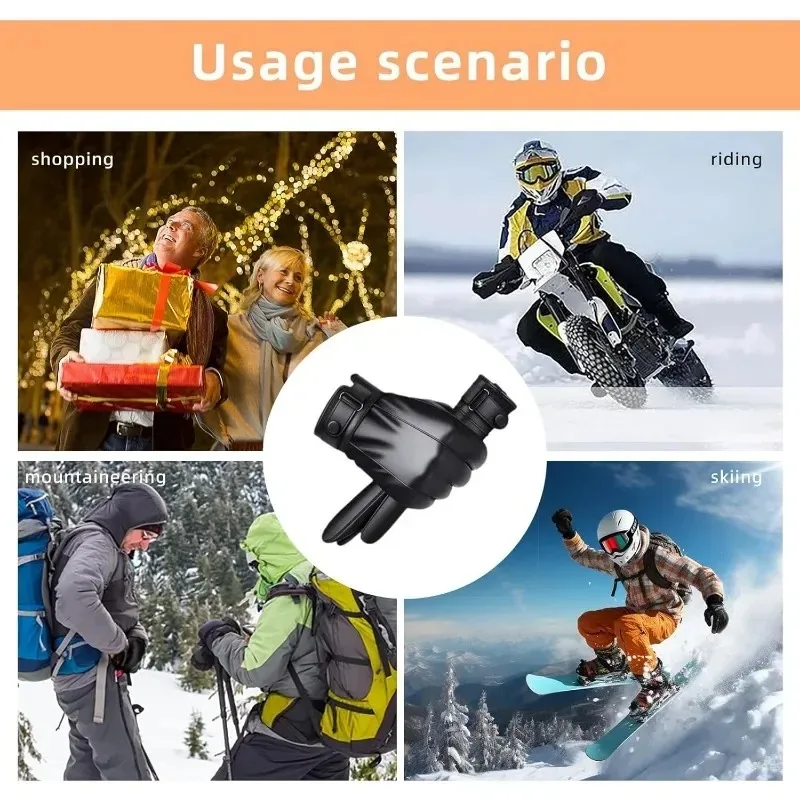 Winterhandschuhe für Herren, echtes Leder, warm, plus Samt – Bild 5