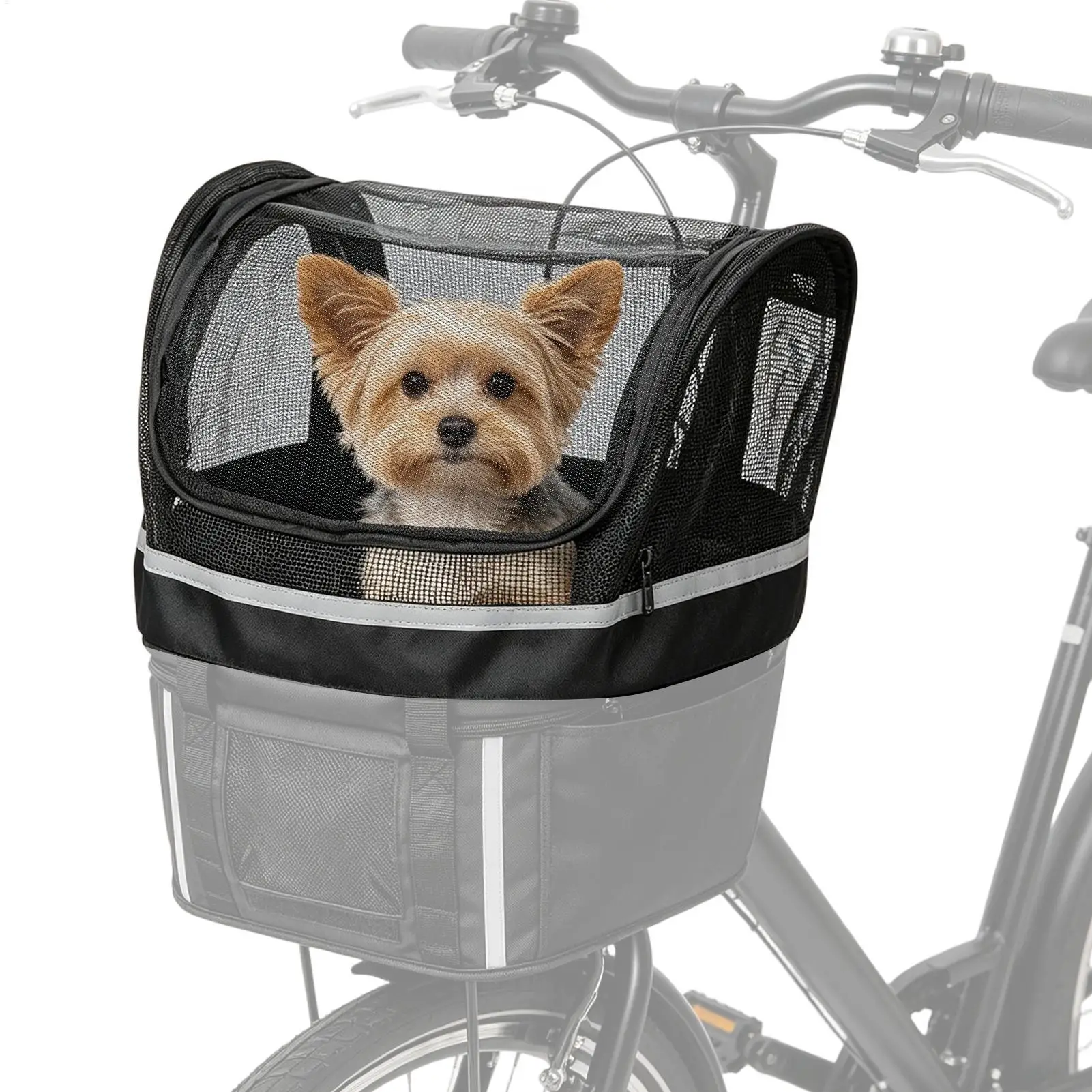 Fahrrad-Hundekorb: Verstärkter Haustier-Fahrradkorb mit Fenster – Immagine 3