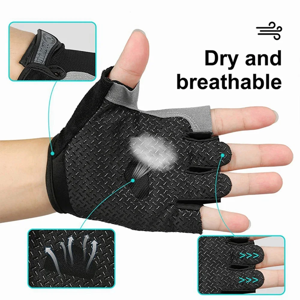 Herren Fahrradhandschuhe Halbfinger-Trainingshandschuhe Damen – Bild 5