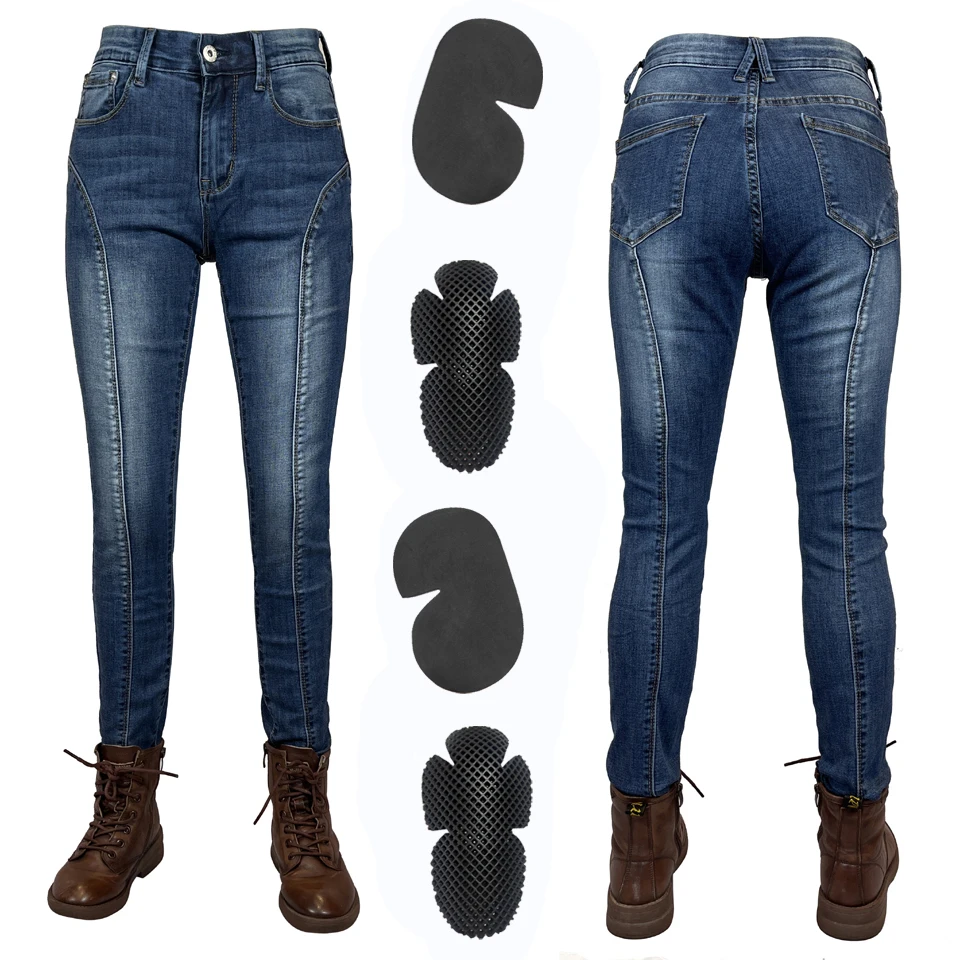Motorrad-Schutzjeans für Damen, Schutzausrüstung, blaue Motorradhose, Motocross-Hose