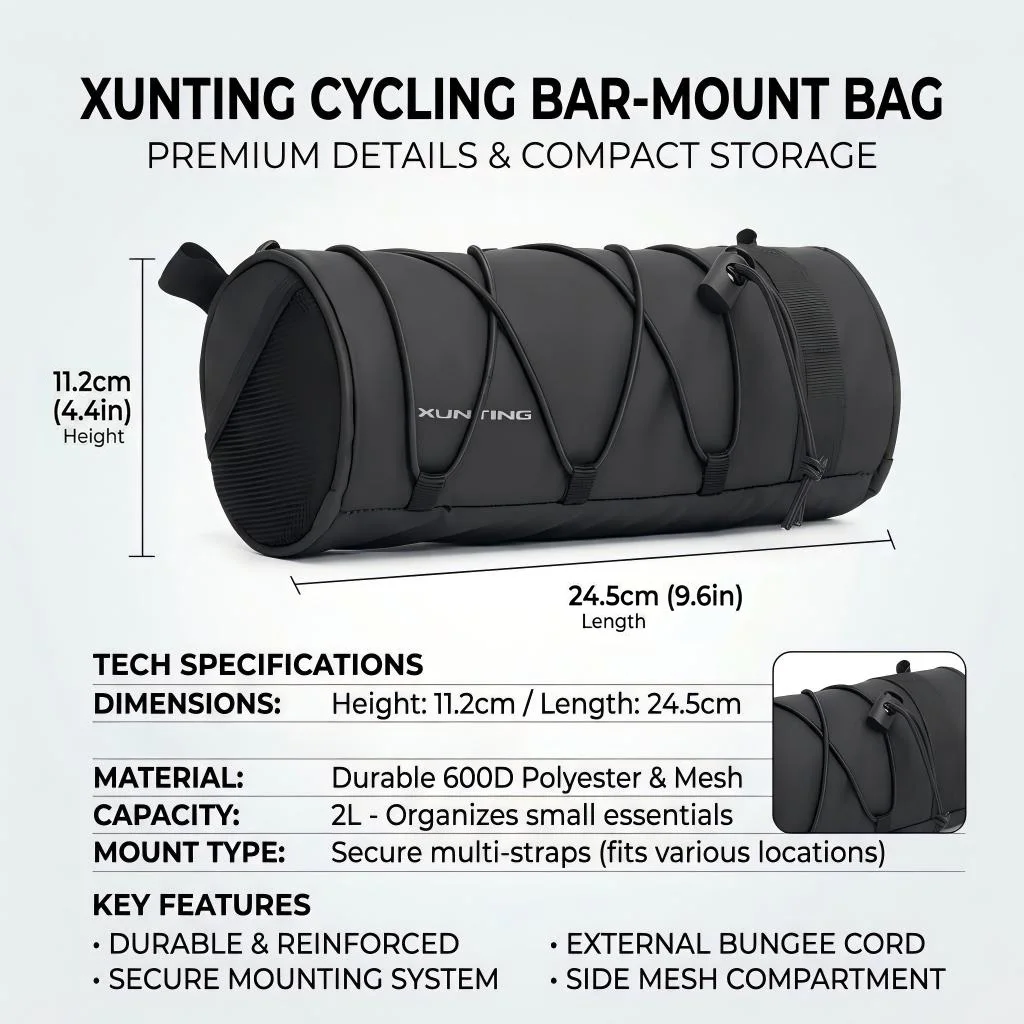 XUNTING 2L Fahrrad-Lenkertasche, Rahmentasche, Satteltasche, robuste – Bild 2