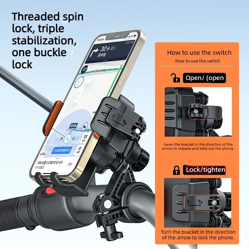 Fahrrad- und Motorrad-Handyhalterung, [1-Sekunden-Verriegelung & -Entriegelung] Lenker-Handyhalter für Roller