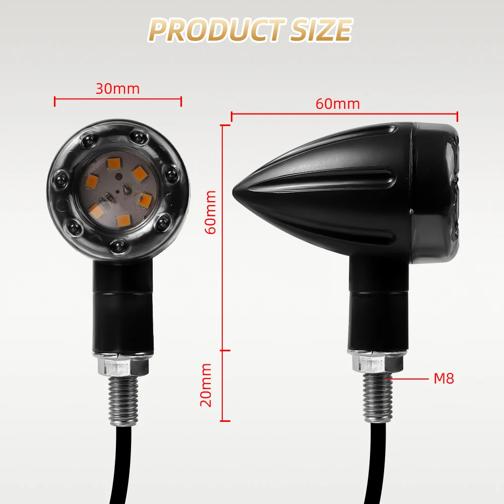 Motorrad LED Bremslicht Bernstein und Rot Blinker Rücklicht (4 Stück) – Bild 3