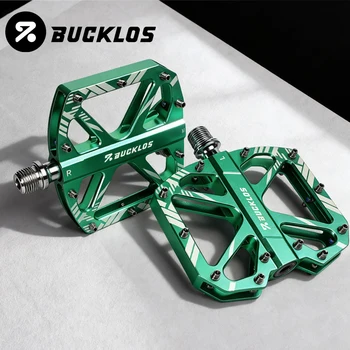 BUCKLOS Fahrradpedale aus Aluminiumlegierung, DU-Lager, ultraleicht, MTB-Flachpedale, rutschfest, für Straßen