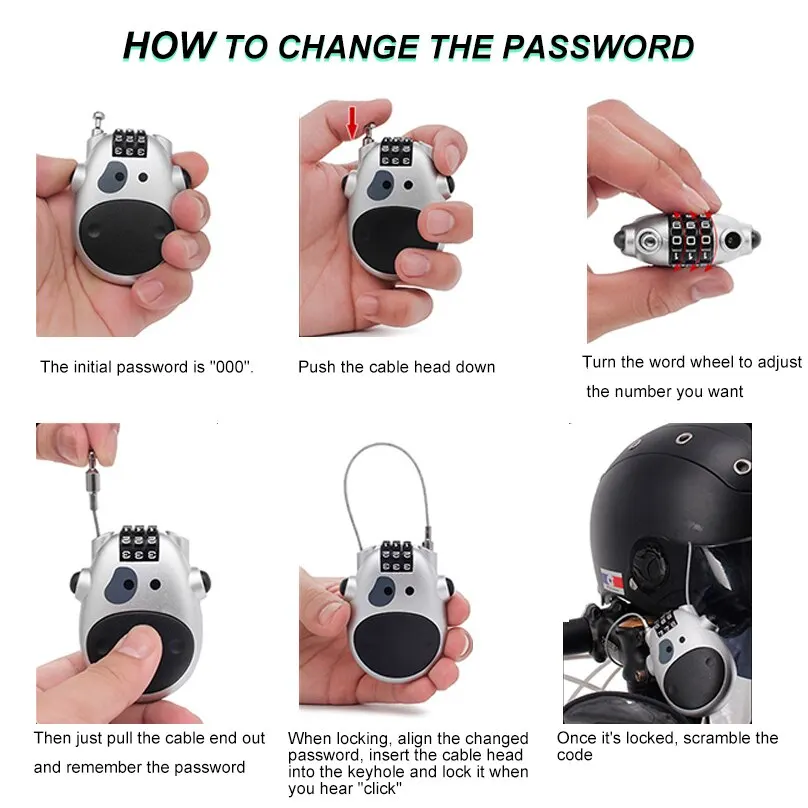 Fahrrad Stahl Kabel Code Lock Koffer Auto Schlitten Teleskop Draht – Image 5