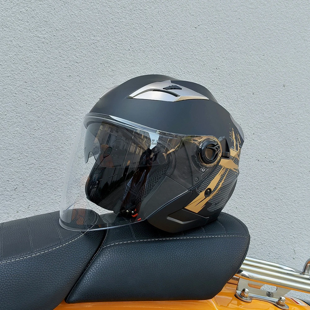 Motorradhelm mit Doppelvisier, 3/4-Offen-Jet-Helm, klares Visier – Image 6