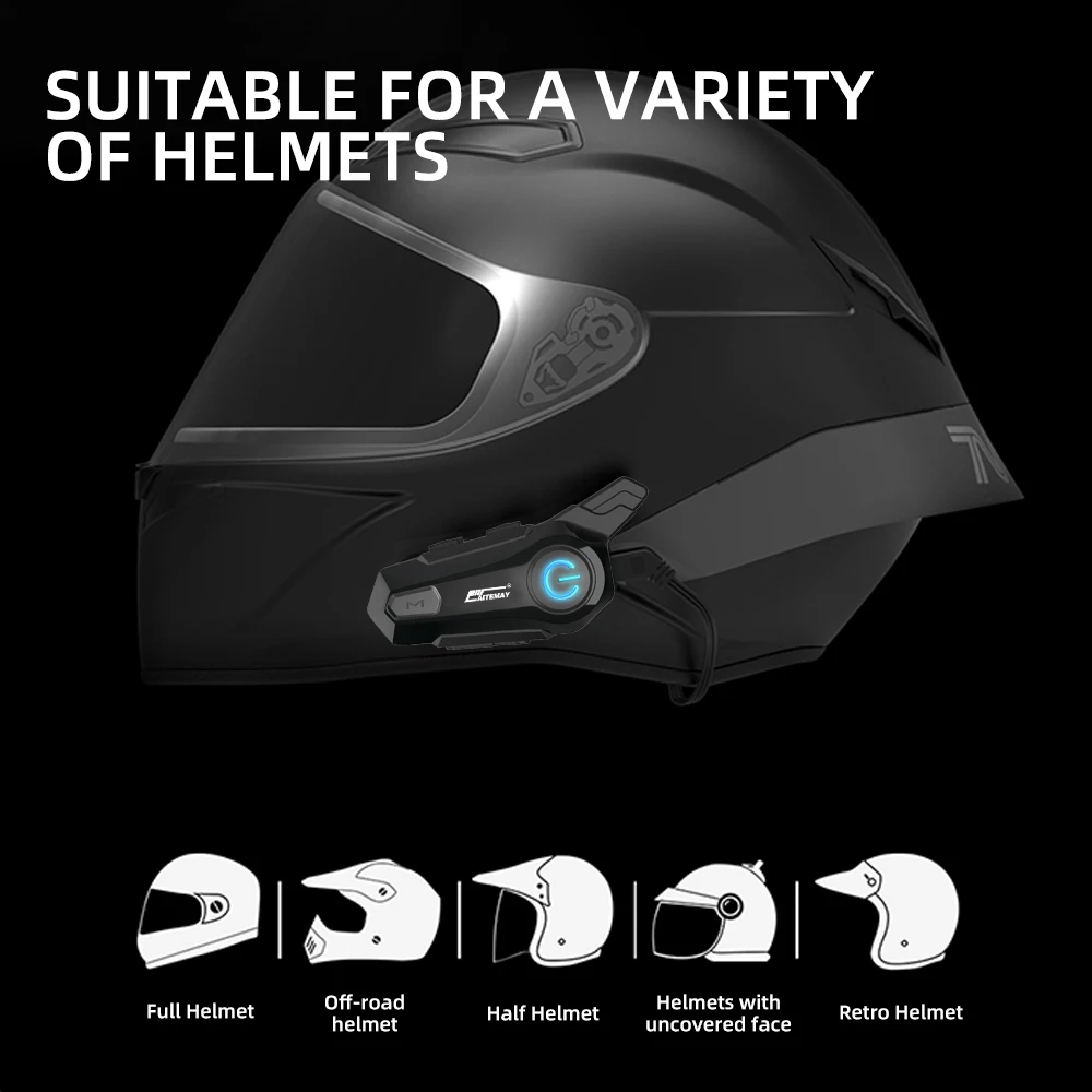 Motorrad-Intercom Bluetooth-Helm-Headset 800mAh für 2 Fahrer – Bild 5