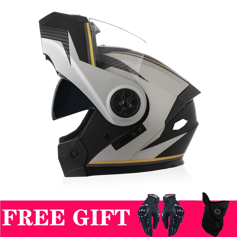 Motorradhelm Dual Lens Modulare Helme Hochklappbarer Motocross-Helm – Bild 3