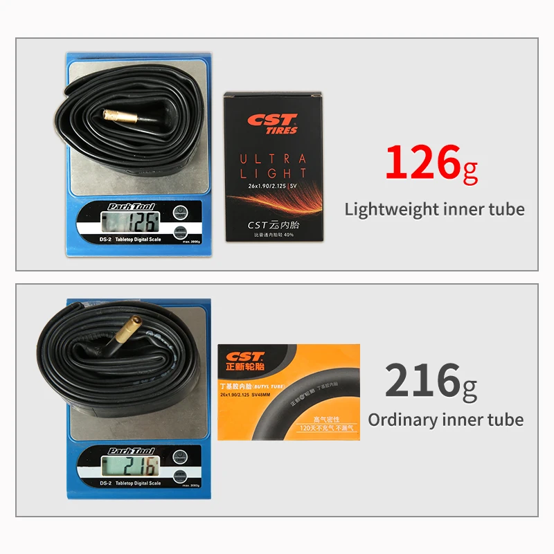 CST Fahrrad Ultra-Licht Innenrohr 26/27.5/29/700c Für MTB (2 Stück) – Bild 6