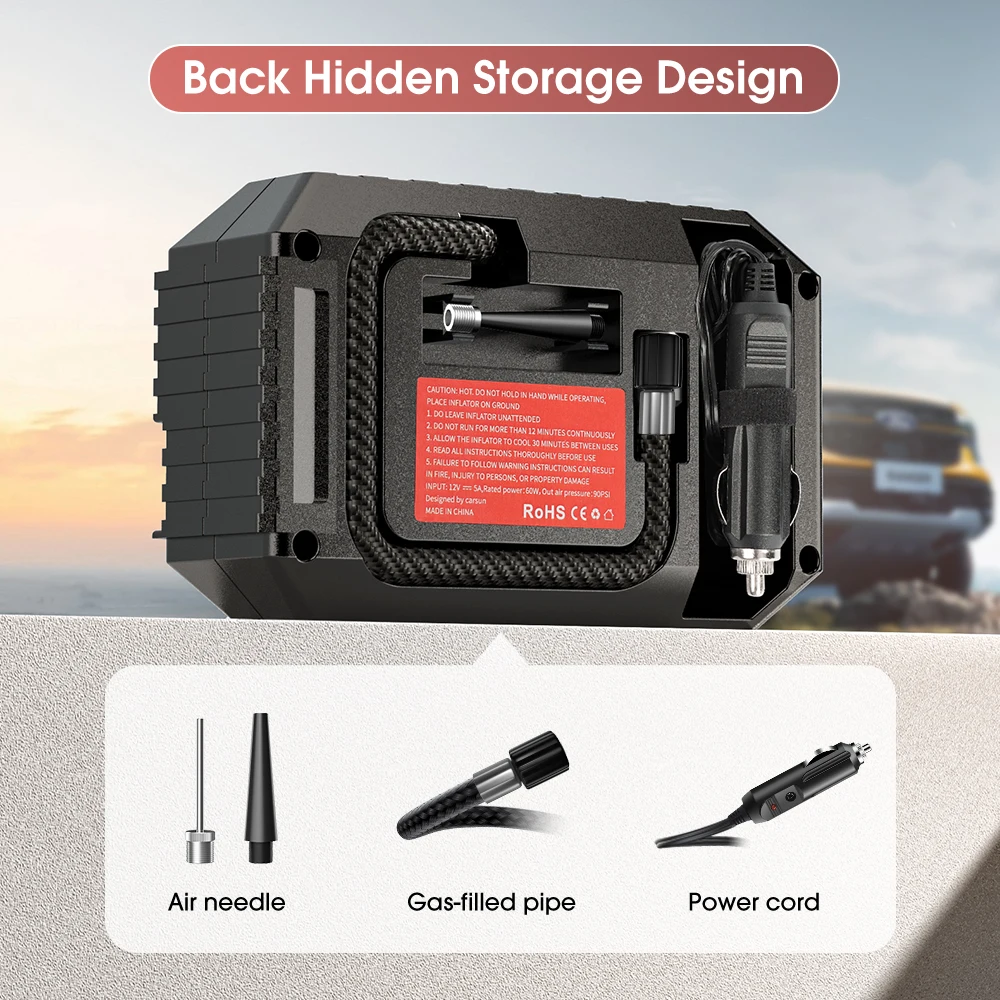 CARSUN Mini Luftpumpe Reifen Inflator Auto Elektrische Mini 20L/Min – Bild 5