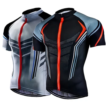Radfahren Männer Jersey Bike Schwarz Rot Grau Shirt Sommer Atmungsaktive Kurzarm Fahrrad Kleidung