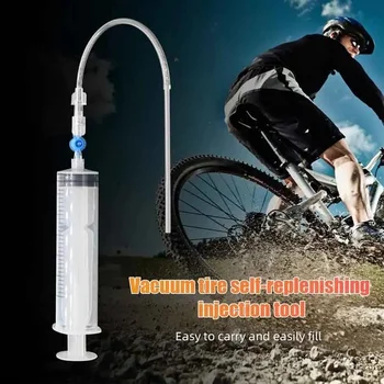 Fahrrad-Tubeless-Reifendichtmittel-Injektorwerkzeug mit 60ml Fassungsvermögen, Fahrrad-Reifenreparaturwerkzeug