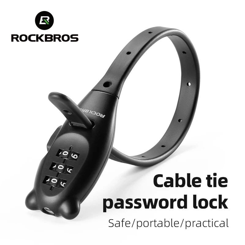 ROCKBROS Tragbares Fahrradschloss, Kabelbinder, Zinklegierungsschloss, Helm-Passwortschloss