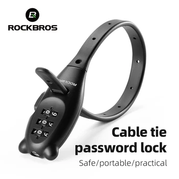ROCKBROS Tragbares Fahrradschloss, Kabelbinder, Zinklegierungsschloss, Helm-Passwortschloss
