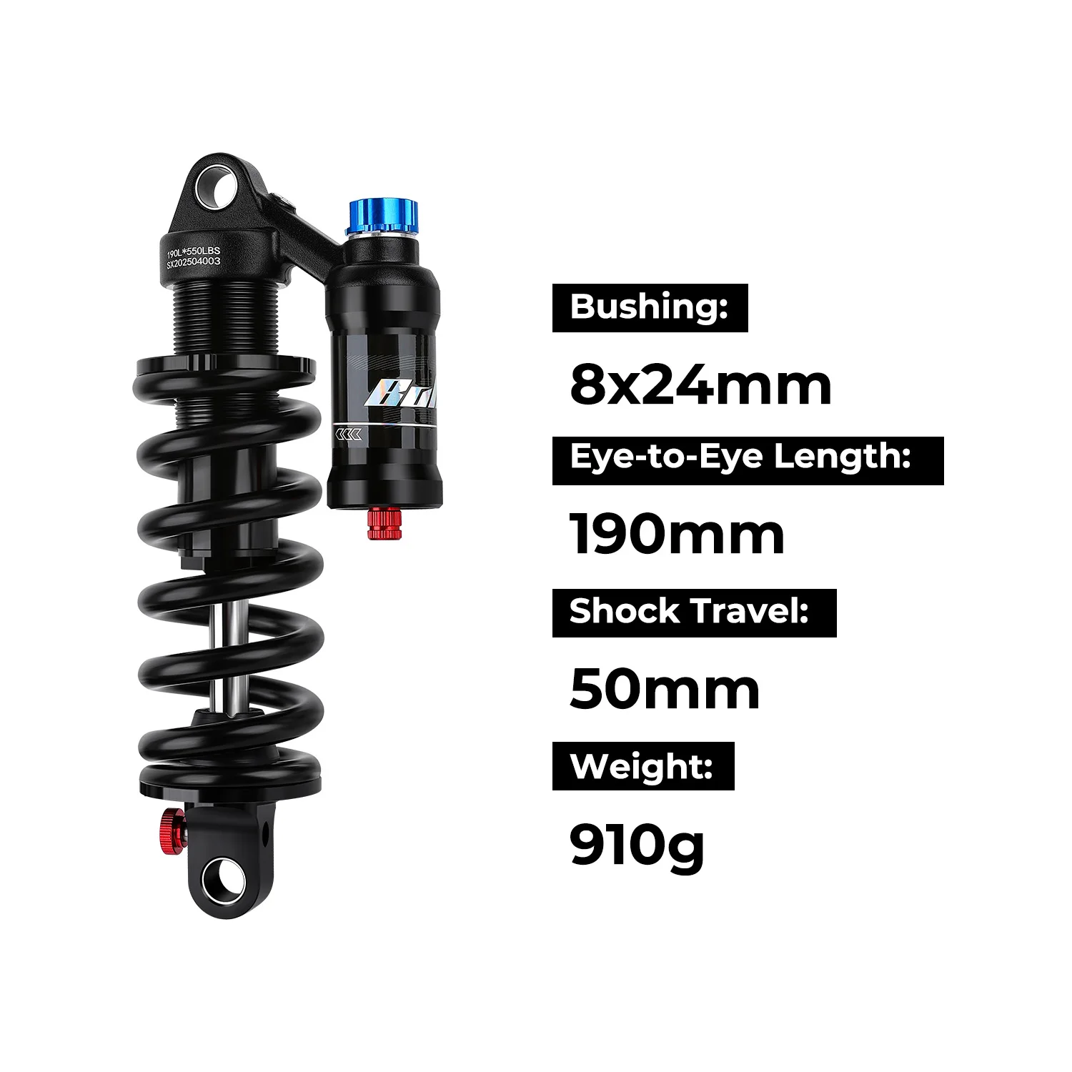 BOLANY Mountainbike-Hinterraddämpfer 550 lbs Federung Motorrad-Stoßdämpfer DH MTB Fahrrad-Hinterradstoßdämpfer