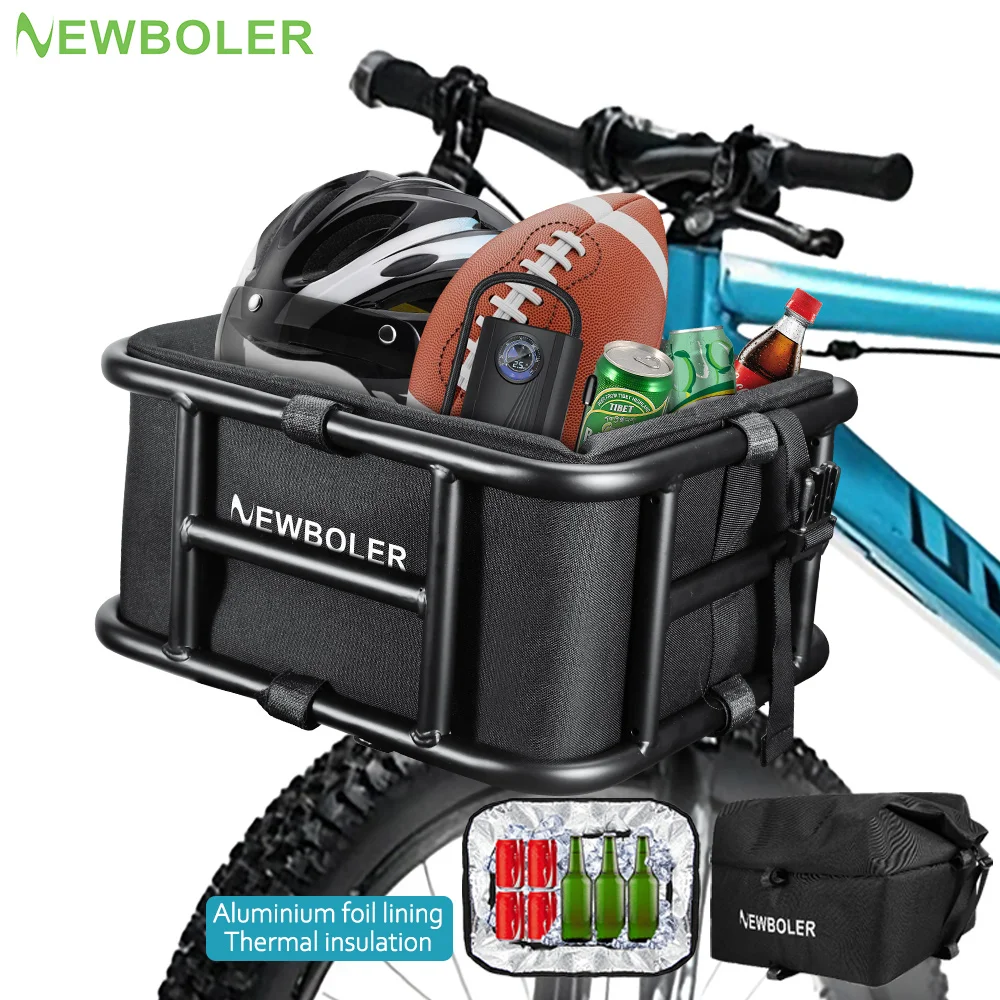 NEWBOLER E-Bike Gepäckträger Tasche Heavy Metal Große Kapazität Fahrrad Gepäckträger Korb Outdoor Reise