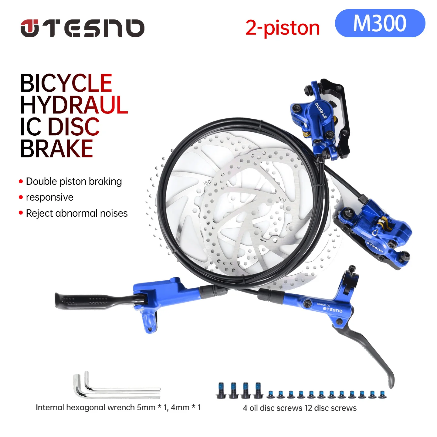 TESNO Fahrrad hydraulische Scheiben bremse 2 Kolben MTB Teile Fahrrad zubehör 160mm Rotors attel vorne hinten
