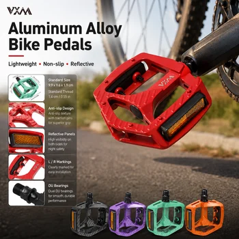 Fahrradpedale aus Aluminiumlegierung, rutschfeste, breite Plattformpedale mit Reflektoren für MTB