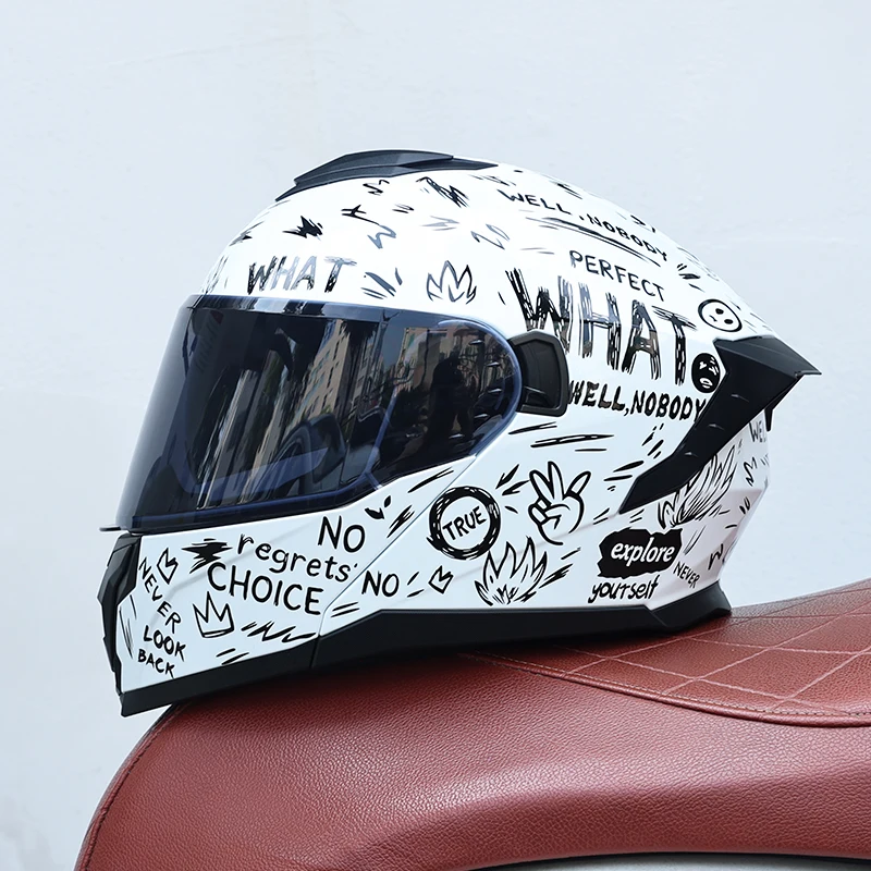 LVS-Flip-Up Motorradhelm mit Doppelvisier, modularer Integralhelm, ECE-geprüft, für Straßenrennen, Touren