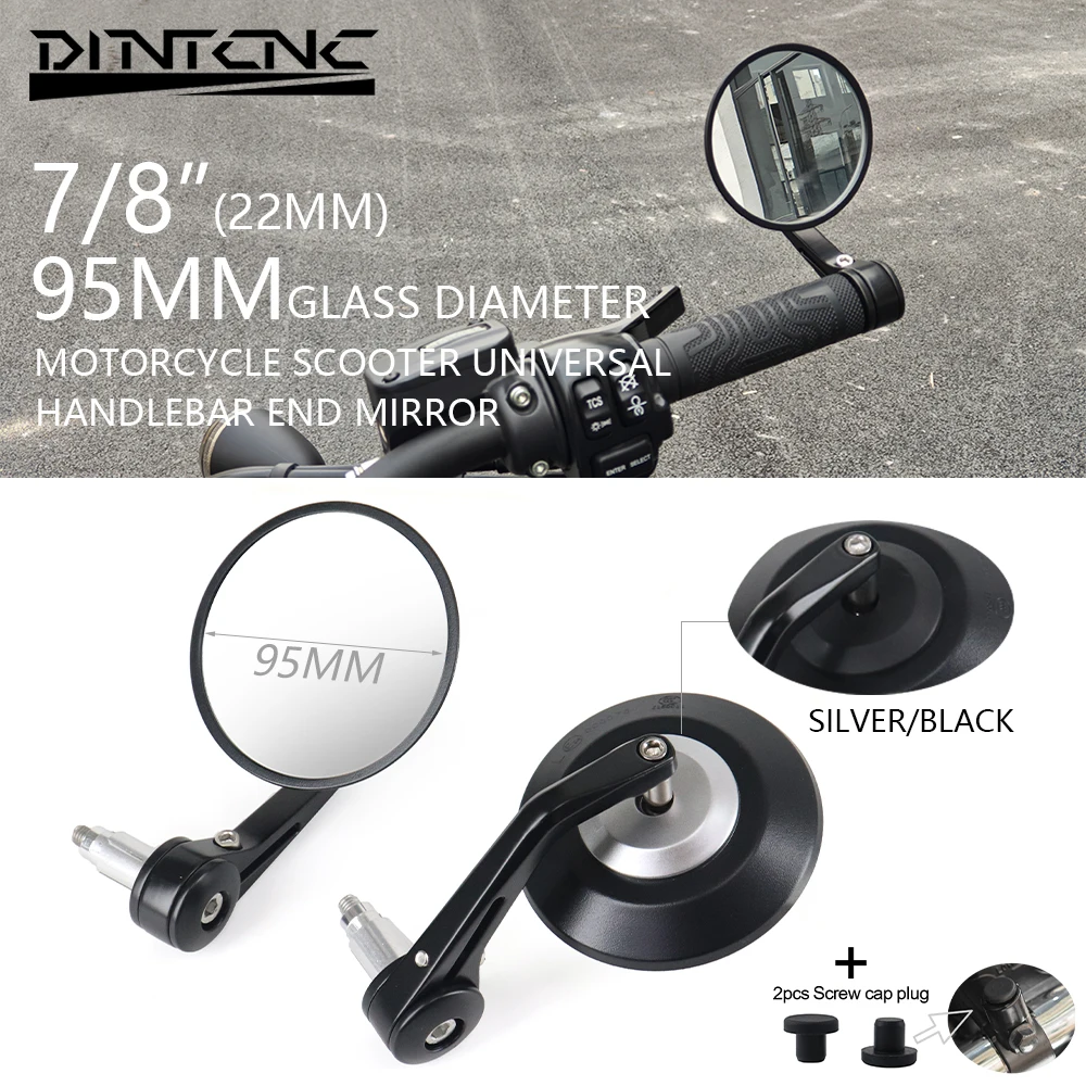 1 Paar 7/8" 22mm Motorrad Rückspiegel Universal Scooter Bar End Lenker Big Vision 95mm Rückspiegel Zubehör