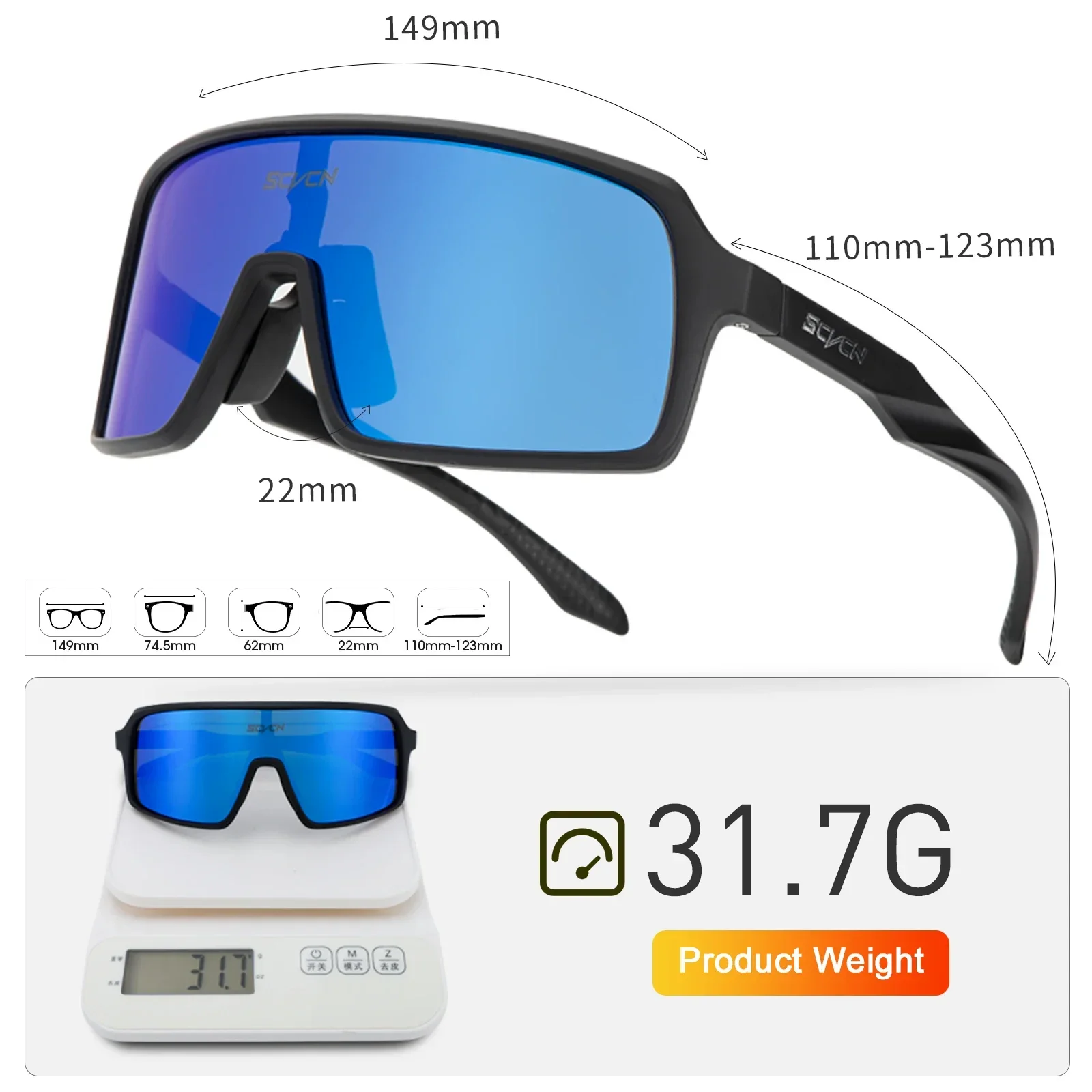 SCVCN Polarisierte Radfahren Sonnenbrille Mtb Sport UV400 – Bild 6