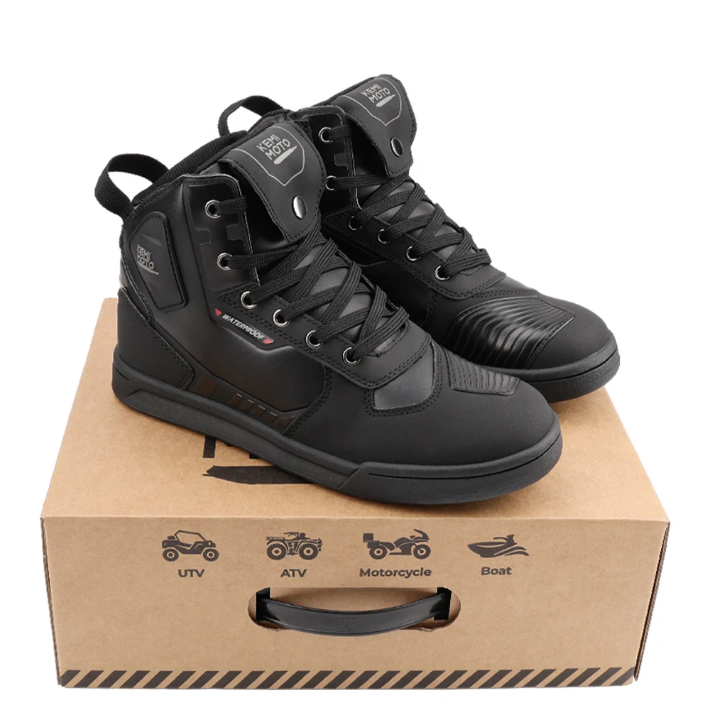 Wasserdichte Motorradschuhe für Herren, Schuhe mit flacher Sohle, Knöchelschutz, Ausrüstung für den urbanen