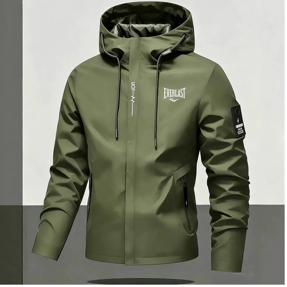 Herren Wasserdichte Regenjacke mit Kapuze Leichte Fahrradjacke Winddichte Wander- und Outdoor-Freizeitjacke
