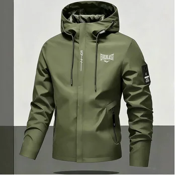 Herren Wasserdichte Regenjacke mit Kapuze Leichte Fahrradjacke Winddichte Wander- und Outdoor-Freizeitjacke