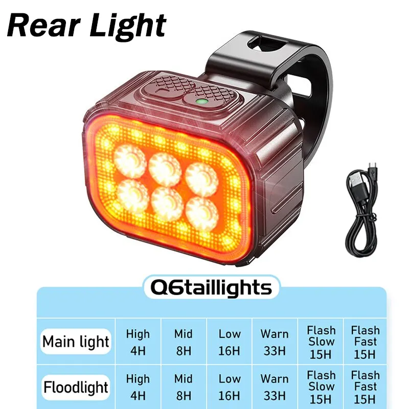 Fahrrad q6 licht set fahrrad led vorne rückleuchten usb lad mtb road bike highlight lampe radfahren zubehör