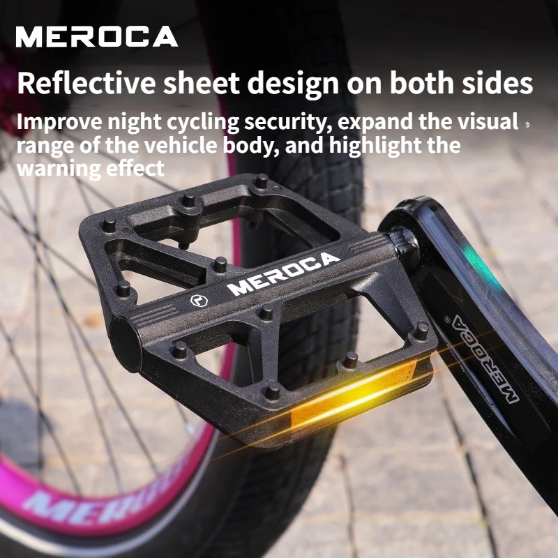 MEROCA Nylon-Fahrradpedale Plattform für MTB Rennrad Dual DU Lager – Immagine 4