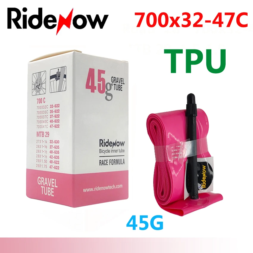 RideNow TPU Fahrradschlauch 700C 700x18 23 25 28 32 35 37 40 47C – Immagine 4