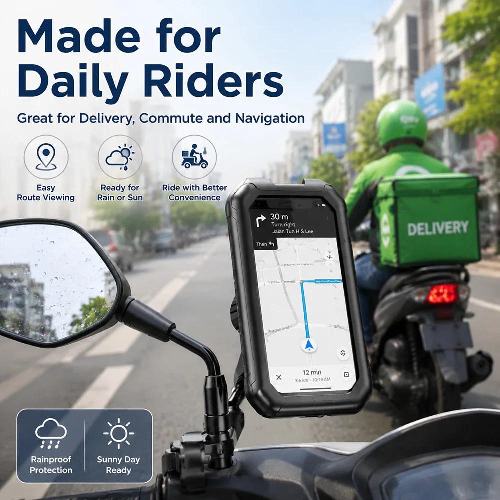 360 ° Drehbarer Motorrad-Handyhalter, wasserdichte Handyhülle – Image 4